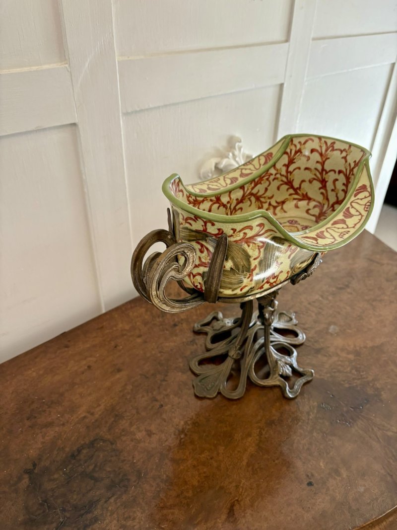 Antique Edwardian Quality Porcelain and Brass Centrepiece - Image 2